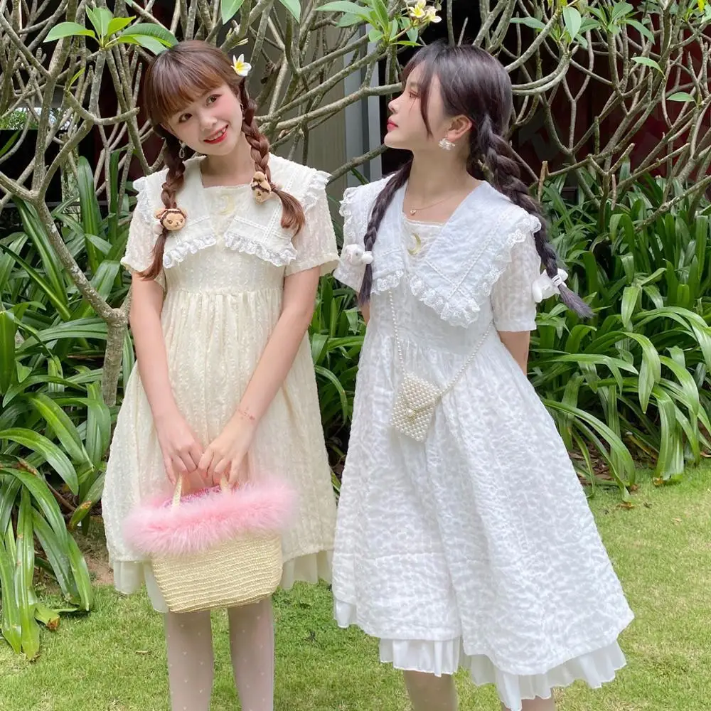 

Lolita dress vintage lace bowknot peter pan collar high waist victorian dress college style kawaii girl gothic lolita op loli