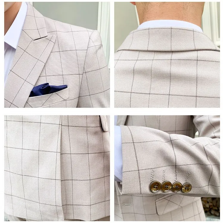 Мужской Клетчатый костюм облегающие брюки в британском стиле повседневный