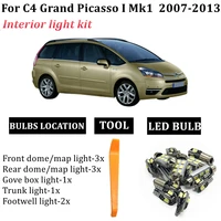 12x canbus bulb car led interior light package kit fit for 2007 2013 citroen c4 grand picasso i mk1 cargo glove box lamp