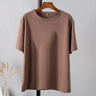 Футболка женская Базовая Повседневная, модный толстый базовый топ, элегантный хлопковый однотонный топ в Корейском стиле, на лето