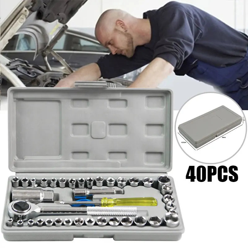 

40pcs Screwdriver Disassembly Socket Wrench Universal Motorcycle Wrench Household Wrench Set Repair