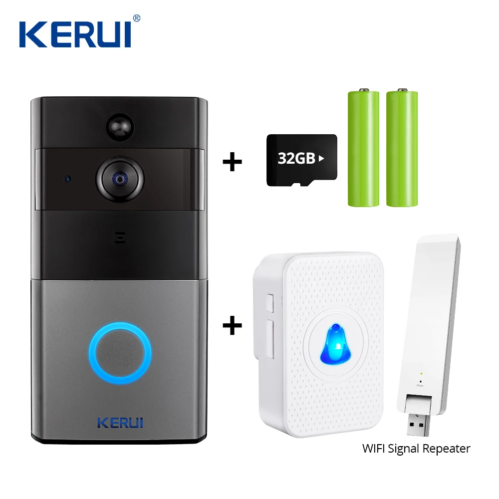 KERUI 2.0MP 1080P домофон приложение Tuya видео дверной звонок беспроводная камера безопасности двухстороннее аудио ночное видение дверной звонок Домофон - Цвет: Золотой