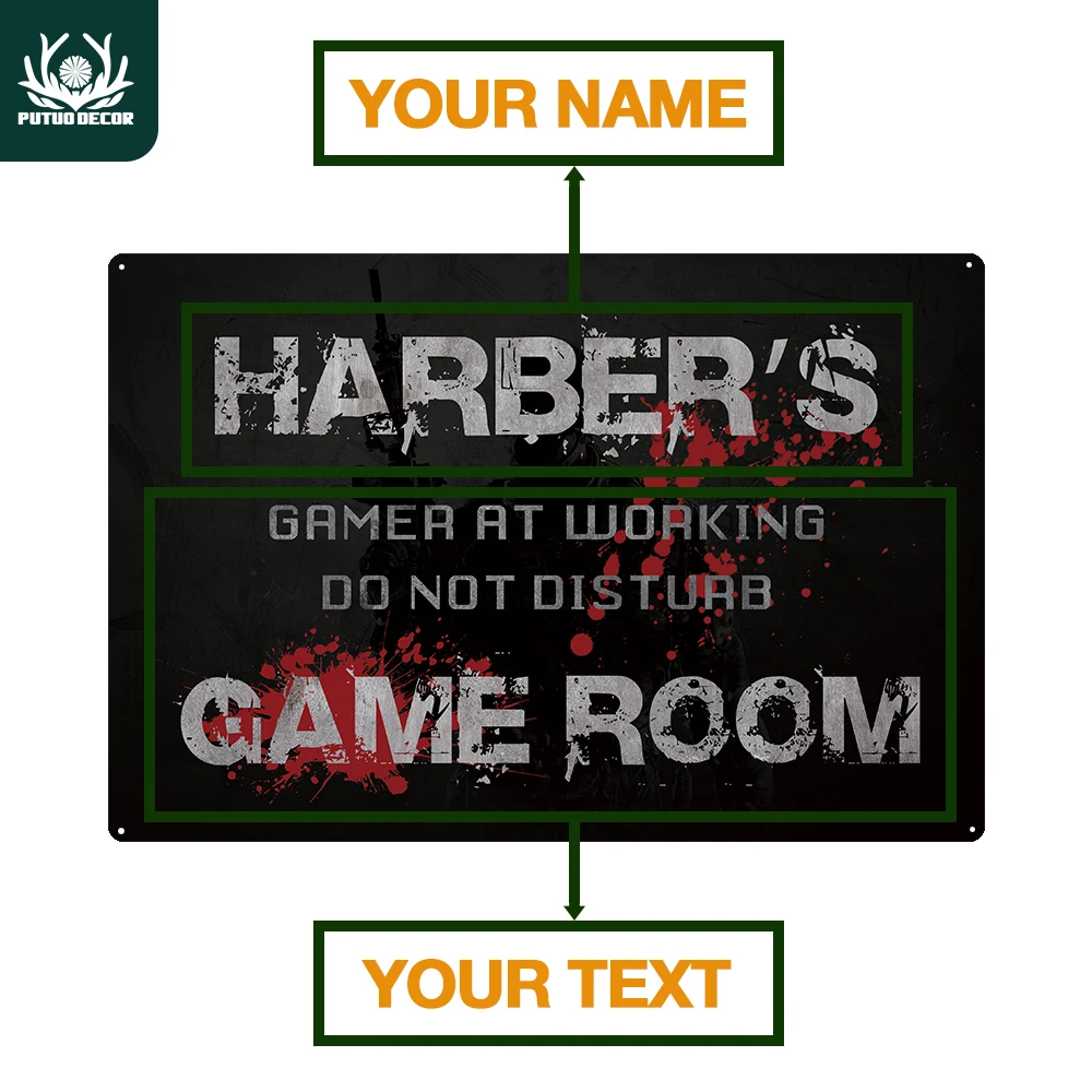 Персонализированная жестяная вывеска игровая дверная пластина металлический