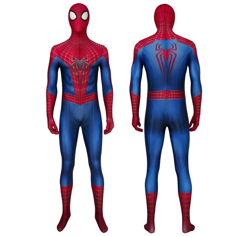 Adult Superhero The Amazing Spider 2 Peter Parker Battle Jumpsuit Cosplay Costume Halloween Masquerade Party Bodysuit