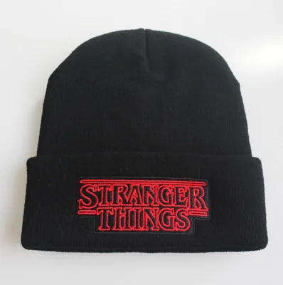 

anime hat movie Stranger Things cosplay Letter embroidery knit hat winter warm wool adult black STRANGER THINGS hats Unisex