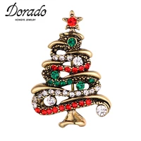 dorado new arrival colorful christmas tree shape brooches for women girl collar party zircon pins clothing fashion jewelry 2020