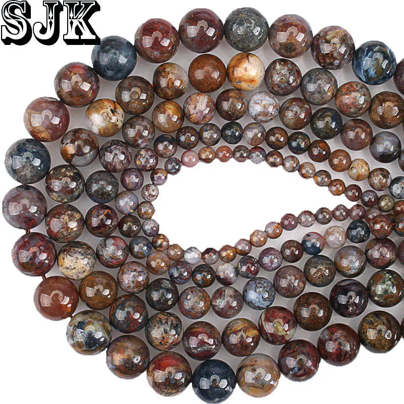 Natural Gem Stone Beads Pietersite Smooth Round Loose 4 6 8 10 12MM DIY For Bracelet Jewelry Making Wholesale | Украшения и