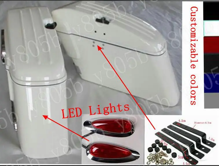 Black Hard Saddle bags Trunk Luggage w/LED Lights For Honda Shadow Spirit Sabre Aero ACE Steed VLX 400 600 1100 DLX VTX1300 1800 |