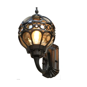 Европейский ретро Уличный настенный светильник, освещение крыльца, настенный светильник для парка, отеля, двора, уличный водонепроницаемый алюминиевый стеклянный шар E27, светильник