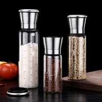 mhntlos stainless steel salt and pepper mill manual food herb grinders spice jar containers kitchen gadgets spice bottles glass