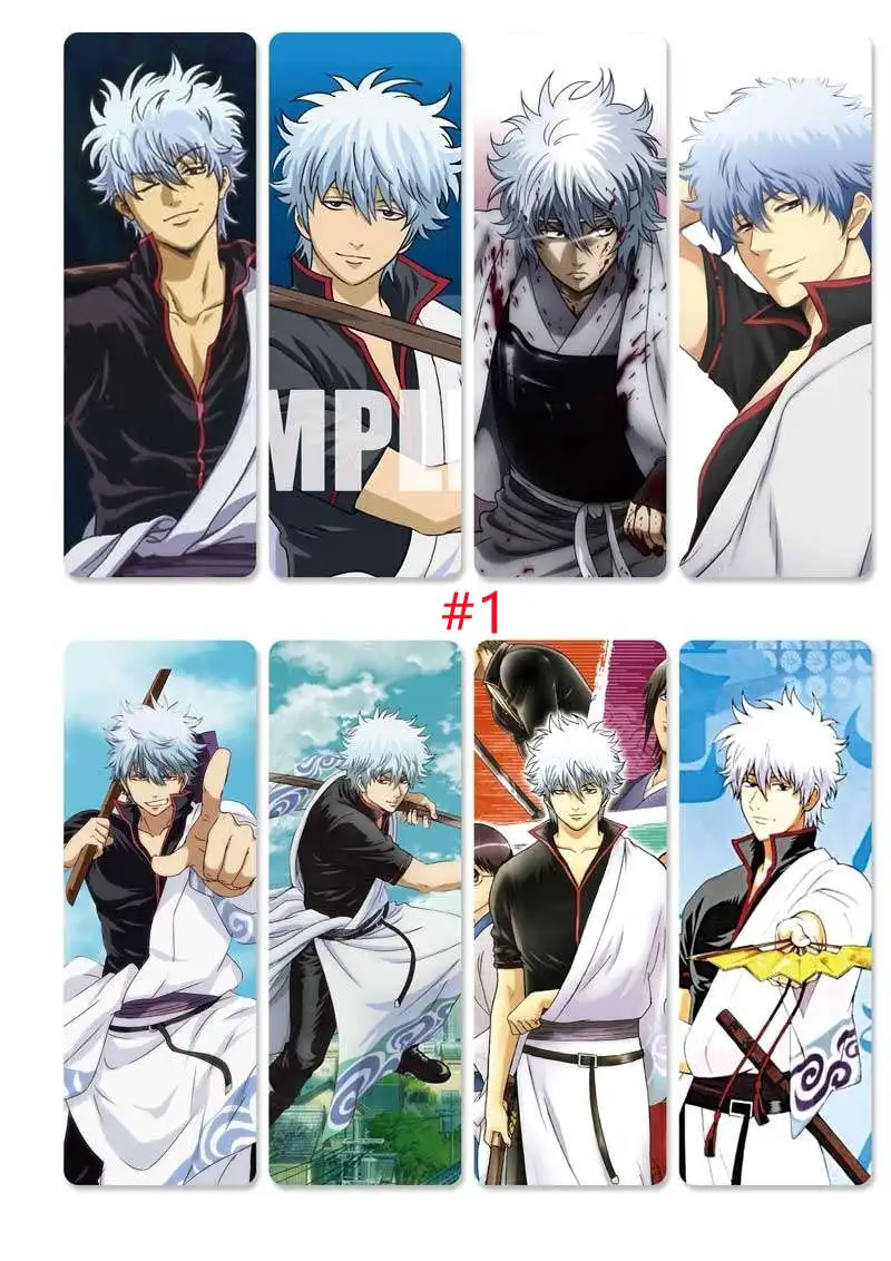 

8pcs/set Anime GINTAMA PVC Bookmarks Printed with Sakata Gintoki Shimura Shinpachi