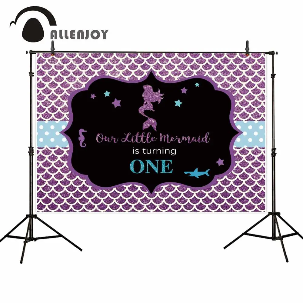 

Allenjoy Girl Newborn Backdrop Our Little Mermaid Glitter Sequins Baby Shower Photobooth Banner Summer Birthday Photozne Decor