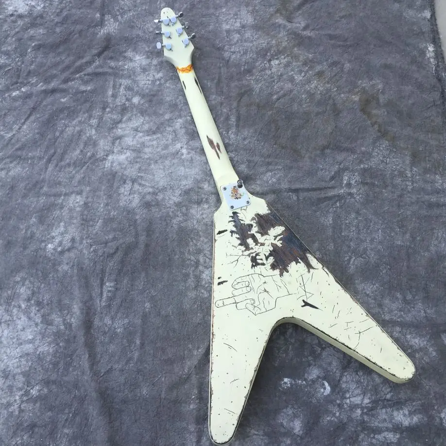 Электрическая гитара особой формы V-образной старая модель лошадиный мост LP