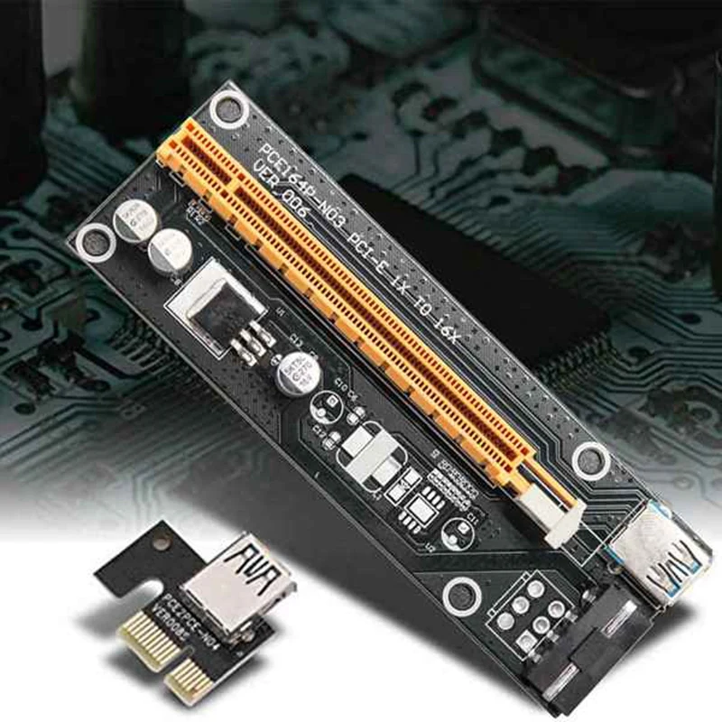 PCI E для Bitcoin Litecoin ETH монета 6 PCS 16X 8X 4X 1X приведенный в действие Райзер адаптера Pin