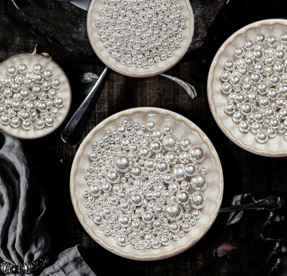 130 г маленькие съедобные серебряные бусины жемчуг сахарный шар помадка выпечка