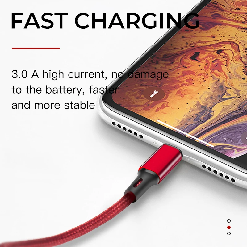 USB кабель iONCT 3A для быстрой зарядки и передачи данных iPhone X XR XS Max 8 7 6 Plus зарядный