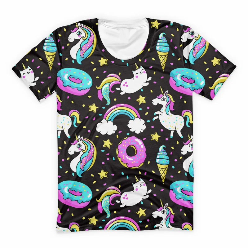 Футболка унисекс в стиле 90 х милая рубашка с единорогом пончиком забавная