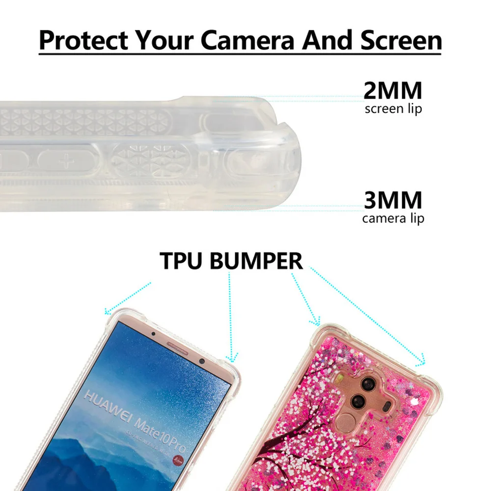 Bling Case for Huawei Mate 10 Pro Soft Silicone Bumper Cover Mate10 BLA-L29 BLA-L09 Cute Glitter Liquid Cases BLA L29 L09 | Мобильные