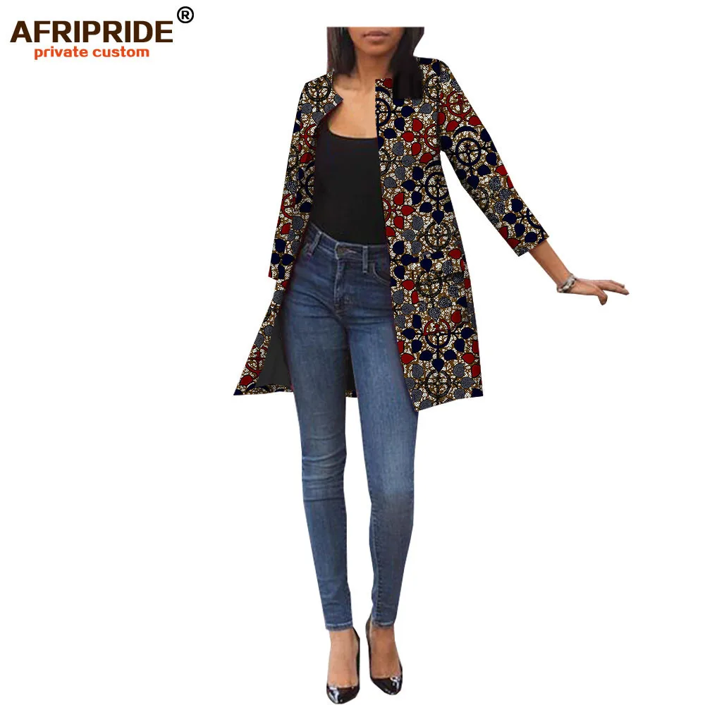 Africa ankara повседневное женское пальто с принтом AFRIPRIDE, рукав три четверти, длина до бедра, однобортное Женское пальто A1824004 - Цвет: 538J