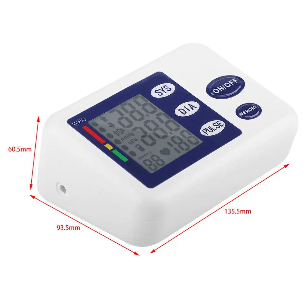 

Arm Blood Pressure Monitor Automatic BP Meter Sphygmomanometer Tonometer LCD Digital Heart Beat Rate Pulse Meter Pressure Meter