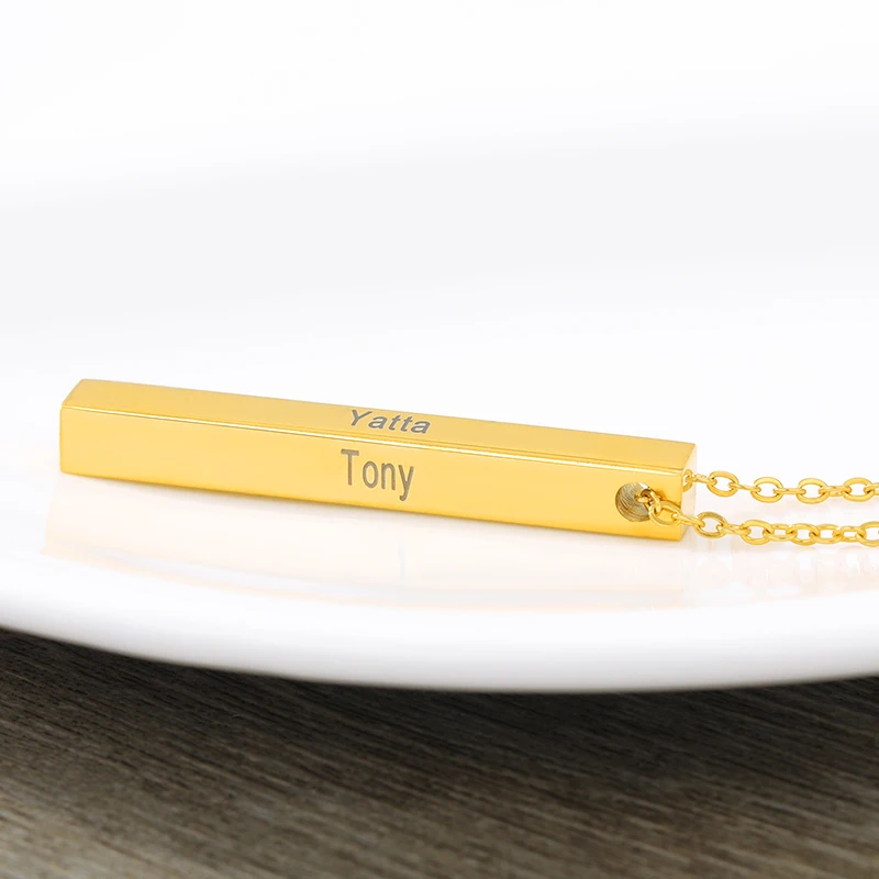 Ожерелье с квадратным кулоном из нержавеющей стали гравировкой по четырем