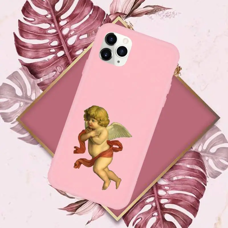 

art baby angel painting aesthetic Phone Case Candy Color for iPhone 11 12 mini pro XS MAX 8 7 6 6S Plus X SE 2020 XR