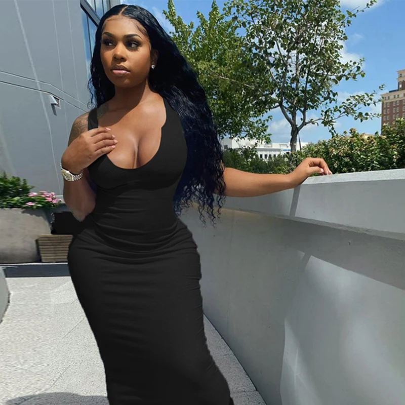 

Knitting V Neck Bodycon Casual Sexy Dress Women Sleeveless Party Club Apparel Ladies 2021 New Arrival Fashion Wholesale Clothing