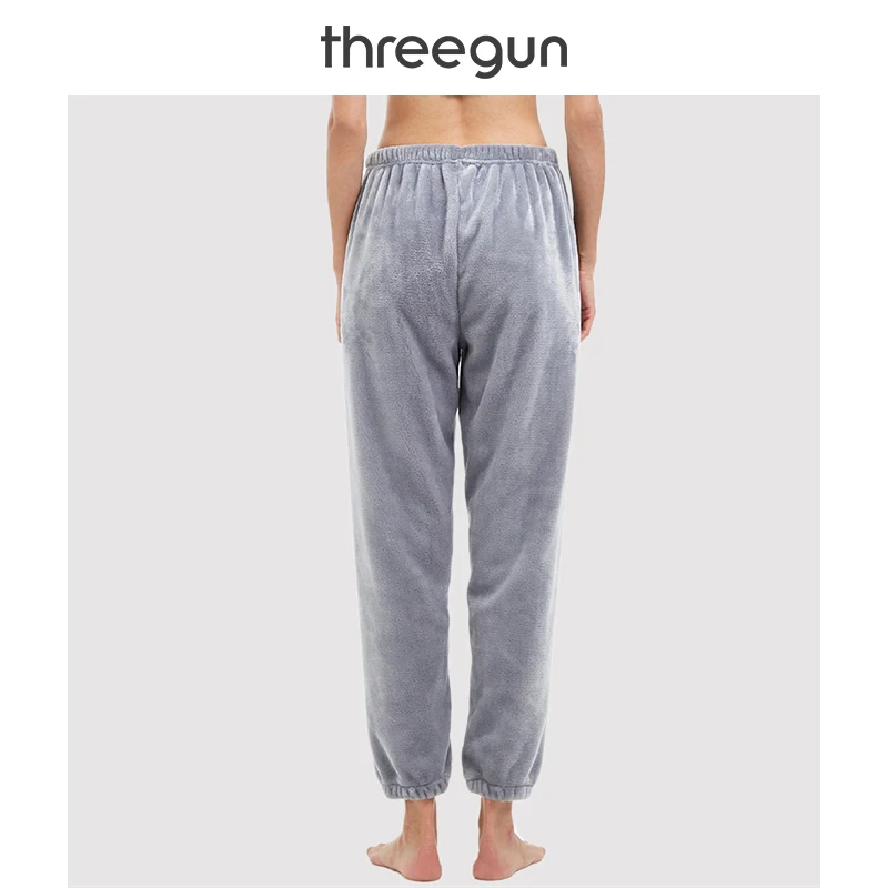 THREEGUN Женские Фланелевые пижамы штаны зимние высокая талия одноцветные