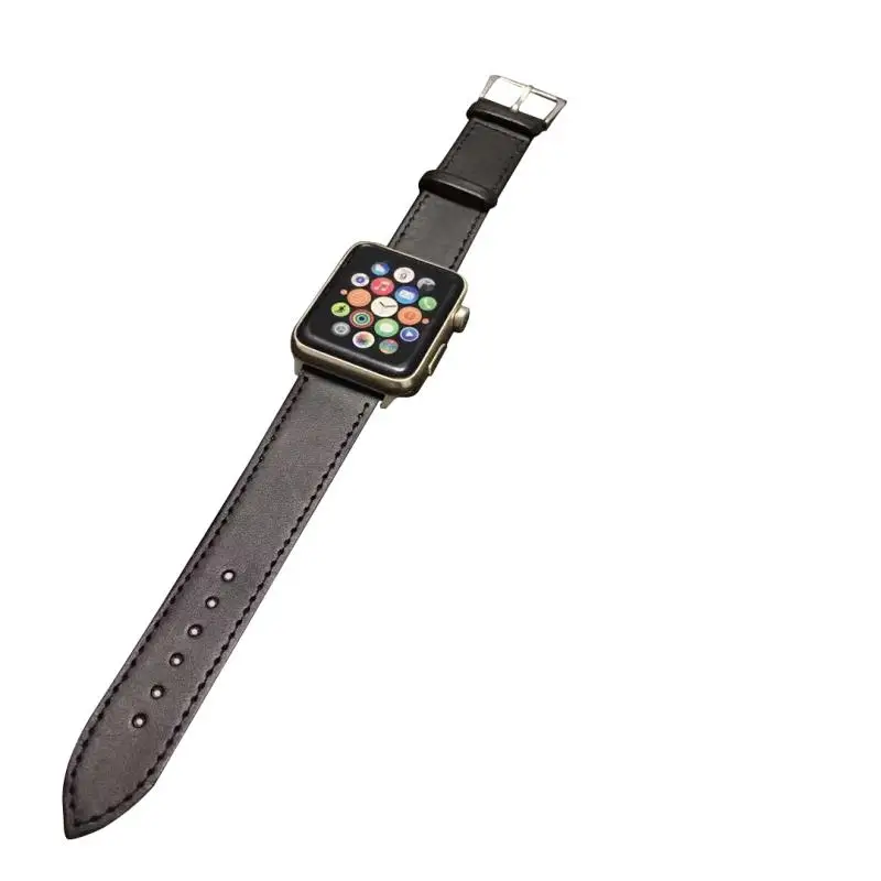 Черный Новейшая кожаная Петля для Apple Watch, ремешок серии 1 2 3 4 5 для iWatch, ремешок 42 мм 38 мм 40 мм 44 мм - Цвет ремешка: Черный
