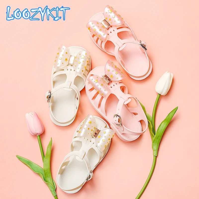 

2021 Summer Children's Jelly Bow Sandals For Girls Baby Soft-Soled Cute Little Princess Beach Shoes