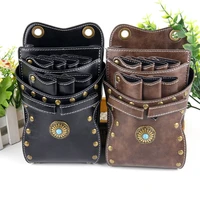fashion professional barber leather salon scissors pouch bag waist pack hairdressing tool pu leather barber tools shoulder bags