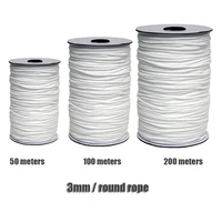 50100200m 3mm elastic bands white and black polyester elastic bands for clothes garment sewing accessories