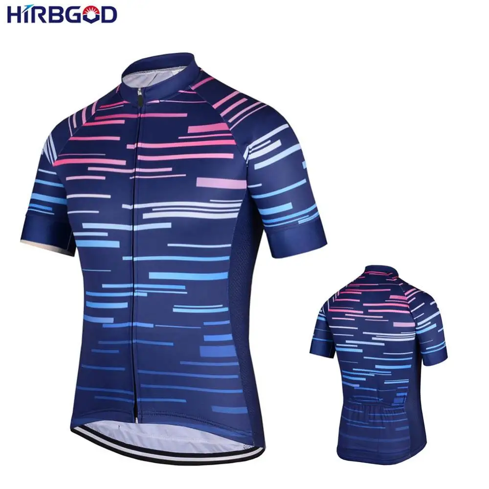 

HIRBGOD Men's Short Sleeve Cycling Jersey New Pink White Blue Gradient Bicycle Riding Clothes Wear Maillot Ciclismo,TYZ044-01