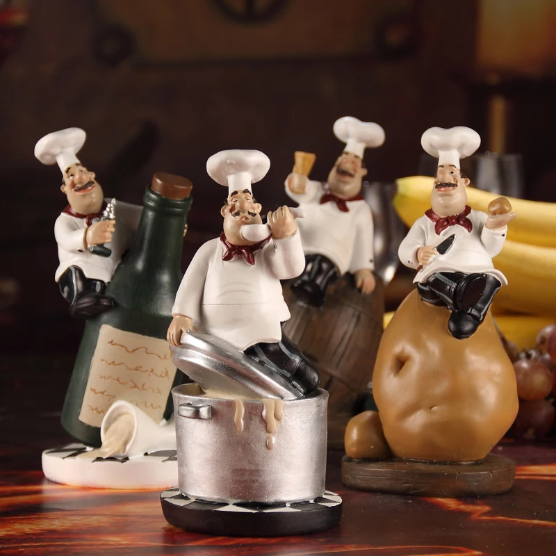 

[MGT] Creative Chef Figurine Resin Gourmet Cook Miniature Craft Knickknack Ornament Accessories for Home Decor Art Collectible