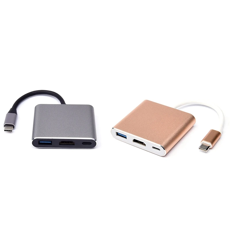 

Док-станция 3 в 1 с USB 3,1 Type C на HDMI, многопортовый адаптер PD, кабель для быстрой зарядки, конвертер для компьютеров