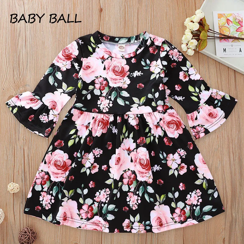 2019 г. Платья для девочек модное платье с цветочным принтом маленьких Детские