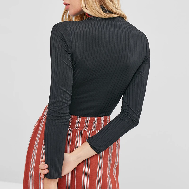

Long Sleeve Crop Top Women Shirts Harajuku Korean Knit Black Green Sexy Clothes Turtleneck Basic Short T Shirt Femme 2020