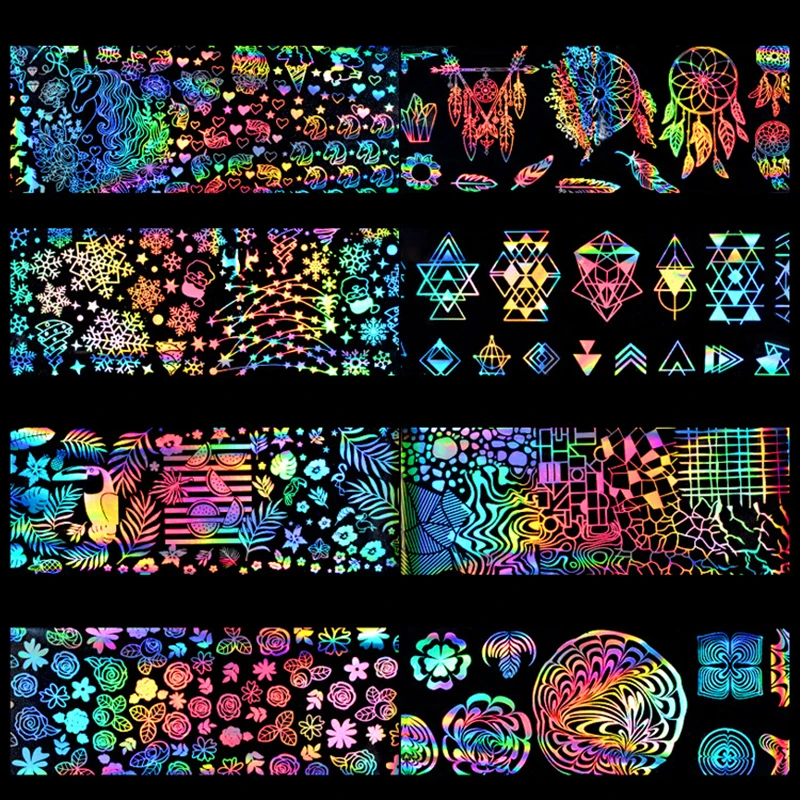 8 шт. лазерные наклейки для ногтей с блестками | Красота и здоровье