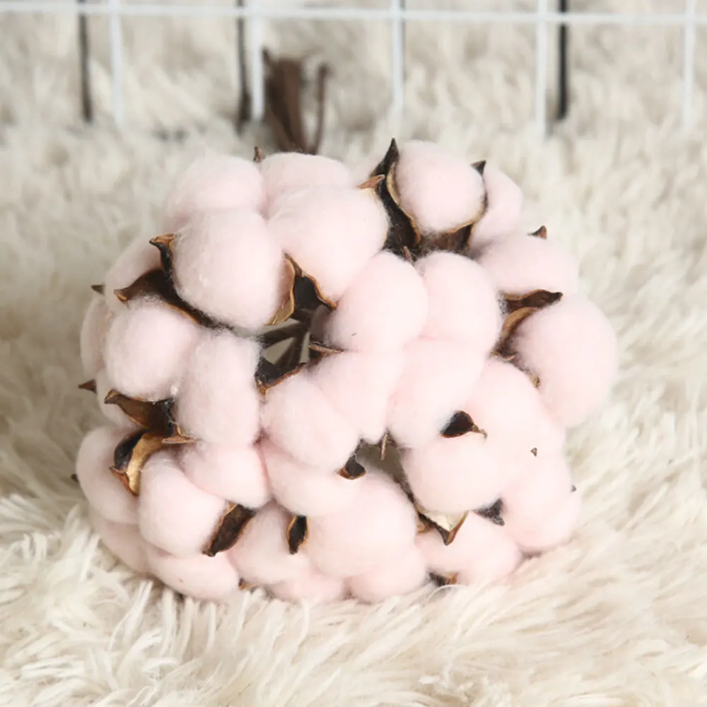 Pink 10 шт. красочные хлопковые сушеные цветы свадебные капок букет натуральные Утюги вечные ветви хлопка домашний сад Флорес искусственные - Цвет: Pink