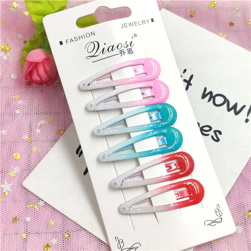 6 шт. милые девушки элегантный градиент ребенок скраб заколки для волос Сладкие