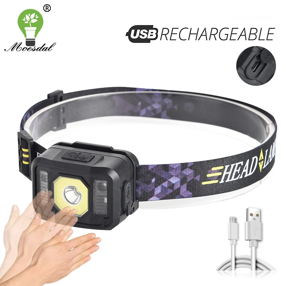 

USB Rechargeable LED Headlamp Super Bright XPG+COB Waterproof High Hardness Super Light Charged Display Super Bright Headlight