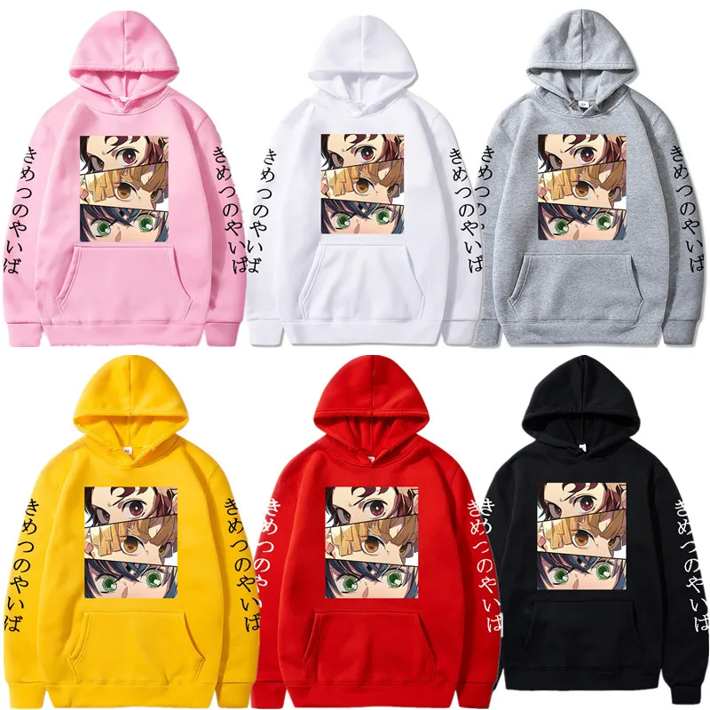 

2021 New Oversized Hoodie Kamado Tanjirou Cosplay Anime Demon Slayer Unisex Fashion Japanese Street Sweatshirt Couple Clothes
