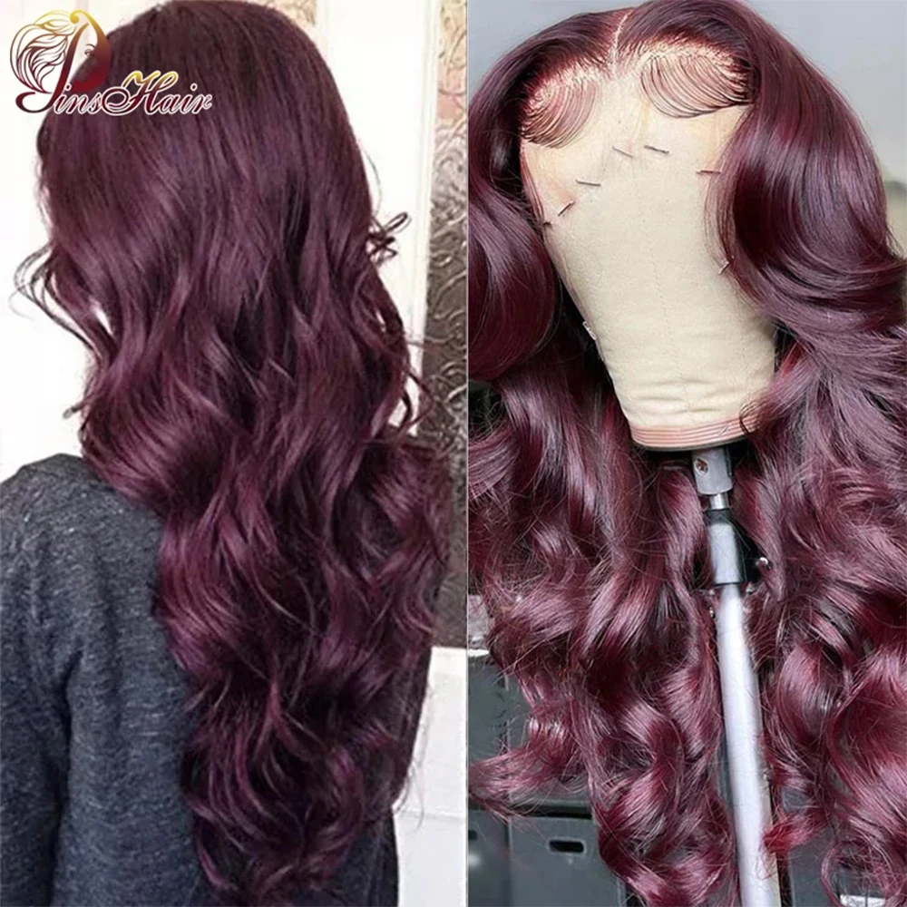 

Burgundy Colored Body Wave Wig 13x4 Lace Front Human Hair Wigs Transparent Lace Frontal Wig for Women Remy Brazilian Human Hair