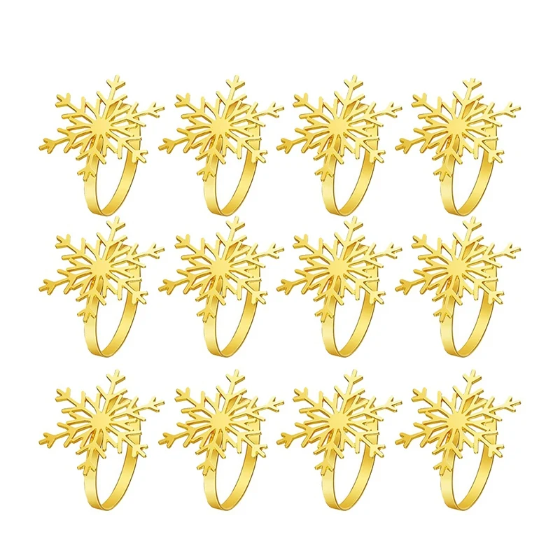

12Pcs Christmas Snowflake Napkin Rings Napkin Holder For Christmas Dinners Parties, Everyday Table Decoration Accessory
