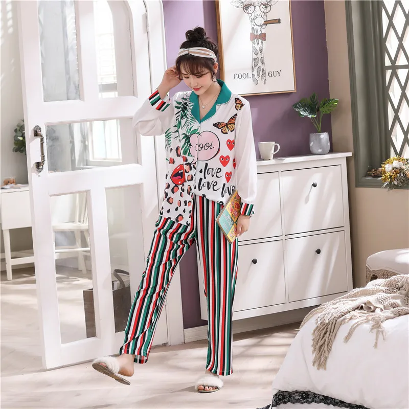 

The New Ice Silk Pajamas Women Long Sleeve Leisure Suits for Chun Xia, Thin Imitation Silk Household To Take