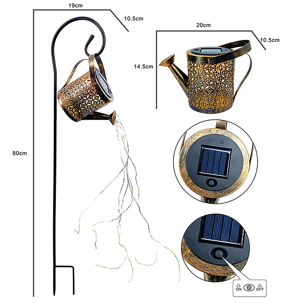 

Solar LED Watering Can Lamp with Lights String Starry Sky Fairy Night Lights Gardening Ornaments Yard Garden Outdoor Decoration