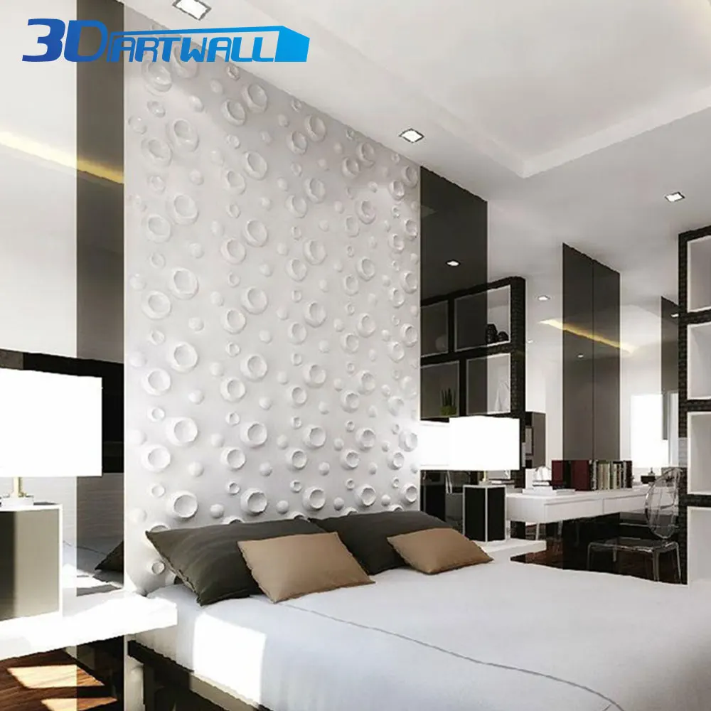 3DARTWALL PVC 3D Wall Panels Pack of 12 Tiles 3D Raised Round Bubble Design White for Interior Exterior Wall Decor