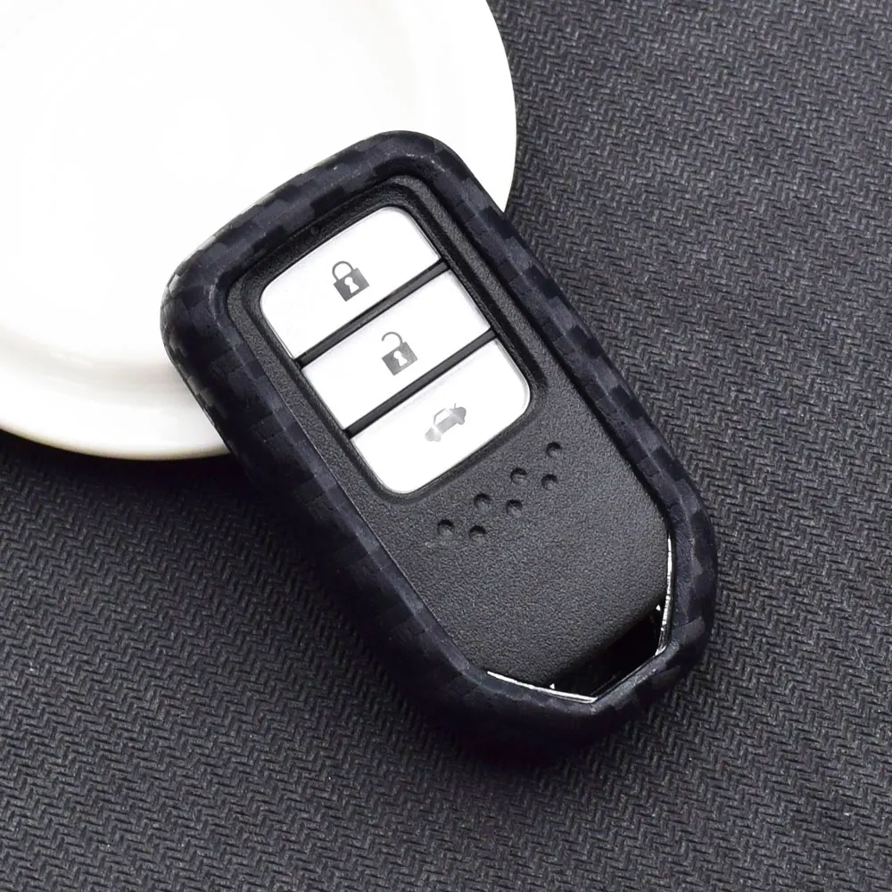 УГЛЕРОДНЫЙ силиконовый чехол для ключей от машины Honda Accord Civic CR V Z пилот умный