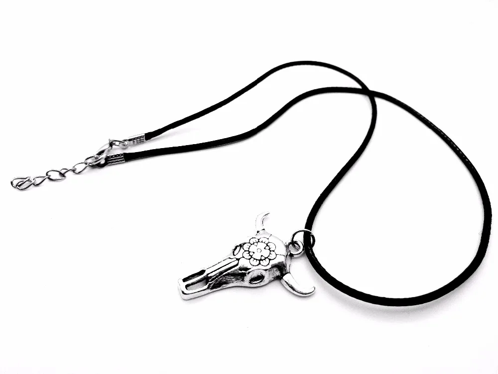 Викинги скелет череп голова руля ожерелье очарование кулон животное Телец