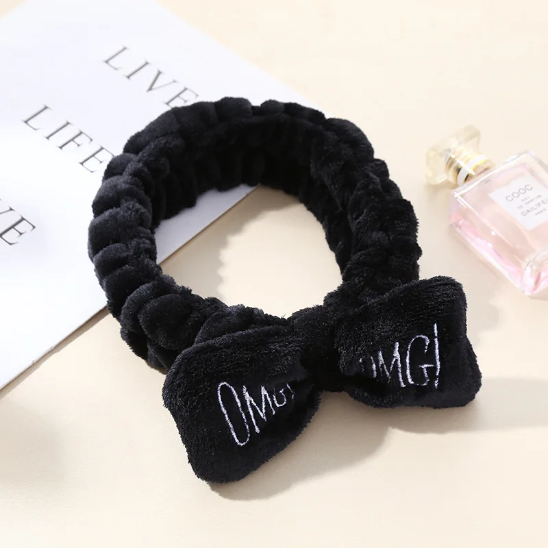 С надписью OMG из флиса кораллового цвета с мягкой повязки для волос женщин и